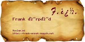 Frank Árpád névjegykártya